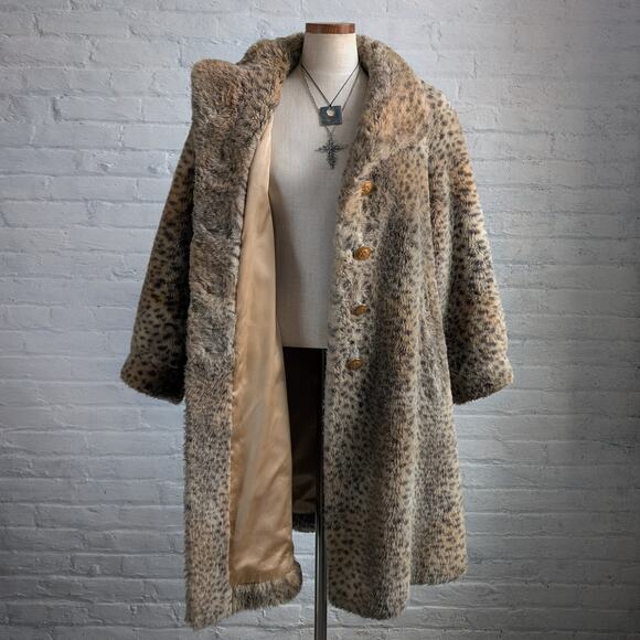 St John Faux Fur Cheetah Trench Coat Y2K Designer Animal Print Luxury Jacket - Picture 3 of 10